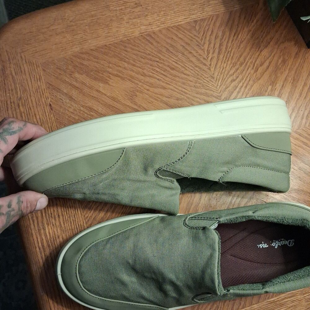Dearforms Womens Green Canvas Slip On Flats Loafer Size 10 US 8 UK 10 AU Comfort - Picture 10 of 14